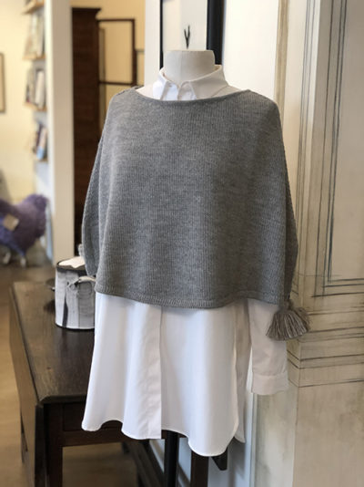 george-lifestyle-sweater-fall-winter George Lifestyle, clothing, apparel, gray sweater, womens white collared shirt